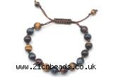 CGB8730 8mm,10mm round colorful tiger eye adjustable macrame bracelets