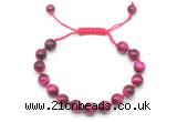 CGB8731 8mm,10mm round red tiger eye adjustable macrame bracelets