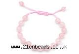 CGB8741 8mm,10mm round rose quartz adjustable macrame bracelets