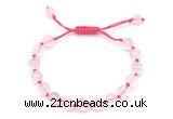 CGB8742 8mm,10mm round grade A rose quartz adjustable macrame bracelets