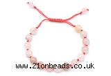 CGB8743 8mm,10mm round pink quartz adjustable macrame bracelets