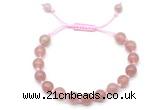 CGB8744 8mm,10mm round strawberry quartz adjustable macrame bracelets