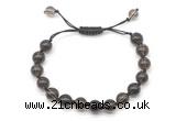 CGB8745 8mm,10mm round smoky quartz adjustable macrame bracelets