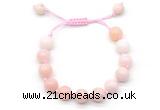 CGB8765 8mm,10mm round pink opal adjustable macrame bracelets