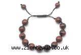 CGB8767 8mm,10mm round mahogany obsidian adjustable macrame bracelets