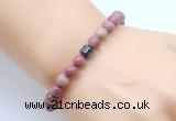 CGB8836 8mm, 10mm pink wooden jasper & drum hematite power beads bracelets