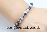 CGB8844 8mm, 10mm black & white jasper & drum hematite power beads bracelets