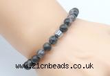 CGB8848 8mm, 10mm grey opal & drum hematite power beads bracelets