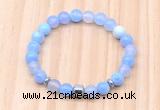 CGB8861 8mm, 10mm blue agate, drum & rondelle hematite beaded bracelets