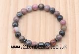 CGB8876 8mm, 10mm rhodonite, drum & rondelle hematite beaded bracelets