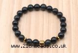CGB8882 8mm, 10mm black obsidian, drum & rondelle hematite beaded bracelets