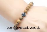 CGB8900 8mm, 10mm picture jasper & cross hematite power beads bracelets