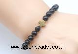 CGB8913 8mm, 10mm smoky quartz & cross hematite power beads bracelets