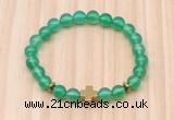 CGB8922 8mm, 10mm green agate, cross & rondelle hematite beaded bracelets