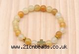 CGB8925 8mm, 10mm yellow aventurine, cross & rondelle hematite beaded bracelets