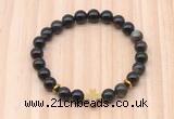 CGB8941 8mm, 10mm golden obsidian, cross & rondelle hematite beaded bracelets