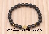CGB8943 8mm, 10mm smoky quartz, cross & rondelle hematite beaded bracelets
