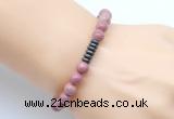 CGB8956 8mm, 10mm pink wooden jasper & rondelle hematite beaded bracelets