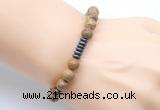 CGB8960 8mm, 10mm picture jasper & rondelle hematite beaded bracelets