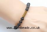 CGB8973 8mm, 10mm smoky quartz & rondelle hematite beaded bracelets