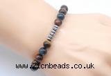 CGB8978 8mm, 10mm colorful tiger eye & rondelle hematite beaded bracelets