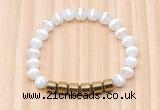 CGB8980 8mm, 10mm tibetan agate & drum hematite beaded bracelets