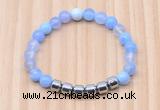 CGB8981 8mm, 10mm blue agate & drum hematite beaded bracelets