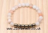 CGB8984 8mm, 10mm pink aventurine & drum hematite beaded bracelets