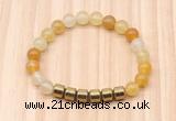 CGB8985 8mm, 10mm yellow aventurine & drum hematite beaded bracelets