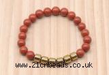 CGB8987 8mm, 10mm red jasper & drum hematite beaded bracelets
