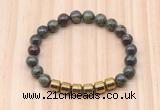 CGB8991 8mm, 10mm dragon blood jasper & drum hematite beaded bracelets