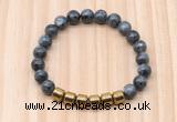 CGB9000 8mm, 10mm black labradorite & drum hematite beaded bracelets