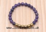 CGB9004 8mm, 10mm amethyst & drum hematite beaded bracelets