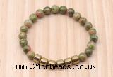 CGB9007 8mm, 10mm unakite & drum hematite beaded bracelets