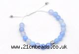 CGB9021 8mm, 10mm blue agate & drum hematite adjustable bracelets