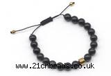 CGB9041 8mm, 10mm golden obsidian & drum hematite adjustable bracelets