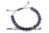 CGB9044 8mm, 10mm amethyst & drum hematite adjustable bracelets