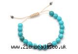 CGB9046 8mm, 10mm turquoise & drum hematite adjustable bracelets