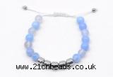 CGB9061 8mm, 10mm blue agate & drum hematite adjustable bracelets