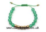 CGB9062 8mm, 10mm green agate & drum hematite adjustable bracelets