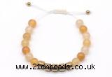 CGB9065 8mm, 10mm yellow aventurine & drum hematite adjustable bracelets