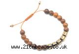 CGB9069 8mm, 10mm elephant skin jasper & drum hematite adjustable bracelets