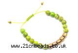 CGB9073 8mm, 10mm green sea sediment jasper & drum hematite adjustable bracelets