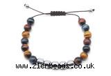 CGB9088 8mm, 10mm colorful tiger eye & drum hematite adjustable bracelets