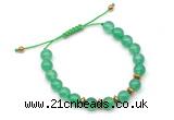 CGB9102 8mm, 10mm green agate & rondelle hematite adjustable bracelets