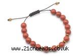 CGB9107 8mm, 10mm red jasper & rondelle hematite adjustable bracelets