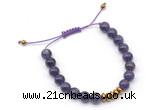 CGB9124 8mm, 10mm amethyst & rondelle hematite adjustable bracelets