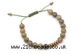 CGB9127 8mm, 10mm unakite & rondelle hematite adjustable bracelets