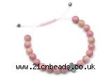 CGB9146 8mm, 10mm pink wooden jasper & cross hematite adjustable bracelets