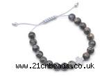 CGB9158 8mm, 10mm grey opal & cross hematite adjustable bracelets